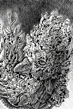 Pia Piou 2014 dessin hahatelier bxl beernage nigoull oiseau psychedelic